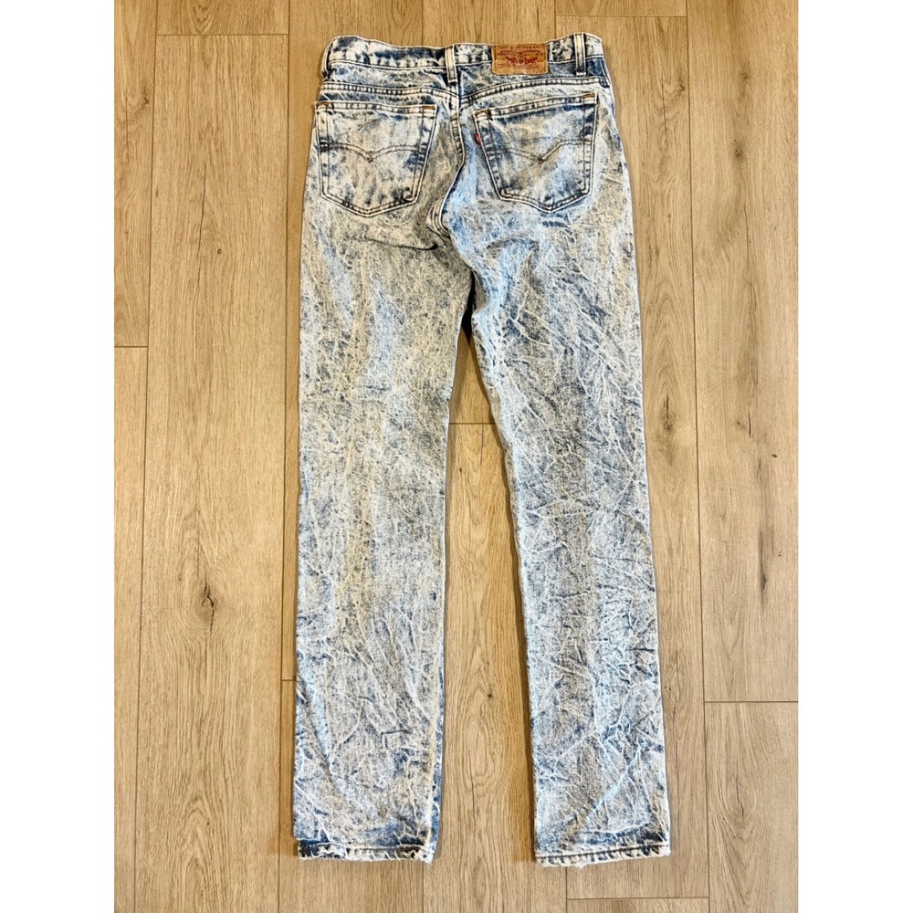 Levis 501 Vintage 80s Acid Wash Straight Leg Jeans Light Blue W31 L35 Made USA